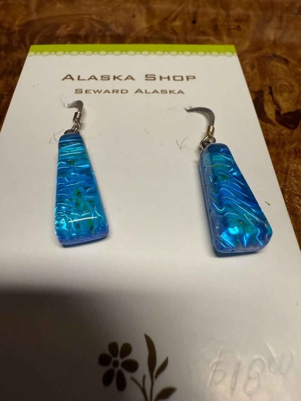 Handmade glass turquoise glass earrings from Alaska  - NWT